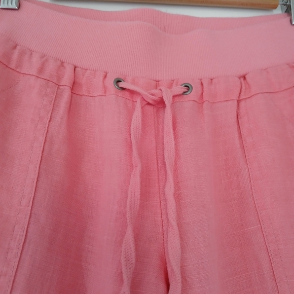 SOLD International Concepts Cargo Pant and Top Set 100% Linen Ombre Salmon/White - Picture 12 of 14